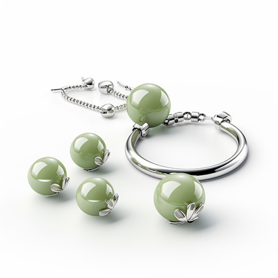 翡翠真质感银手镯