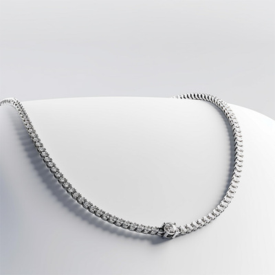 银色砖石简约真品质项链